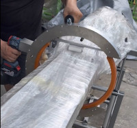 Aangedreven draagbare orbitale wikkelaar | Draagbare stretchfoliemachine voor buizen, hout & lange producten HROW-450