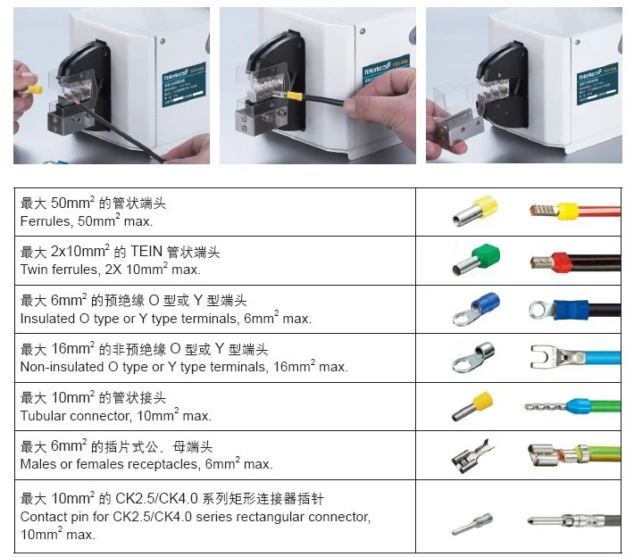 Pneumatische luchtaangedreven krimpmachine, krimpdraadconnector, draadkabel beëindigt krimpmachine