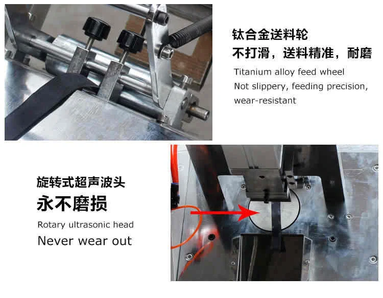 Ultrasone ponsgatband snijmachine, ultrasone snijmachine voor stoflabels, satijnlintsnijmachine