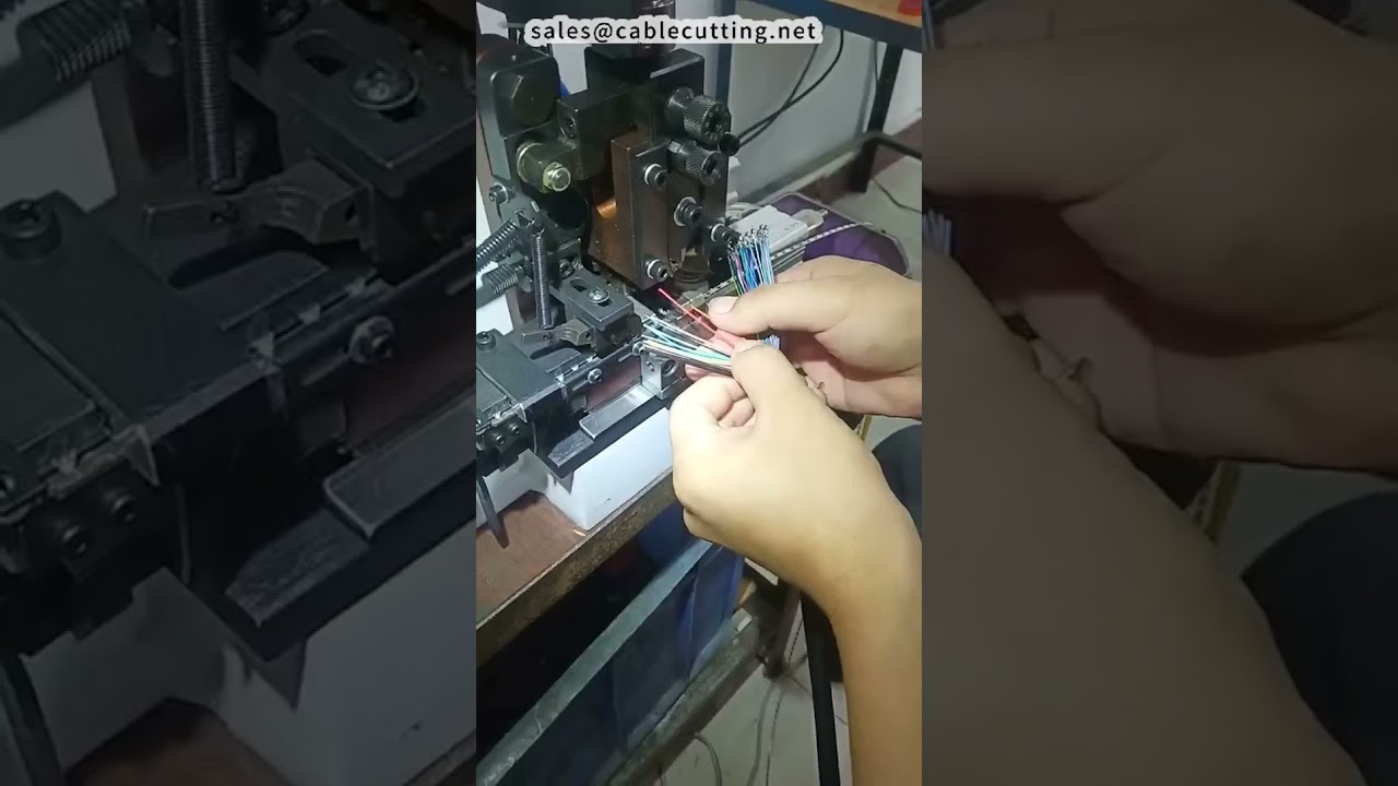Demonstratie hogesnelheidsmachine voor strippen en crimpen van enkeldraden – 40-aderige kabel